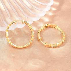 Brass Micro Pave Cubic Zirconia Hoop Earrings&nbsp;EJEW-P346-08G-01