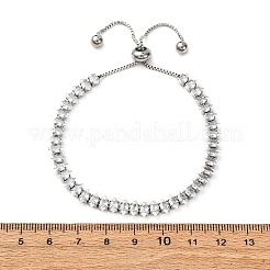 304 Stainless Steel with Clear Cubic Zirconia Link Chain Bracelets&nbsp;BJEW-G754-03P-04