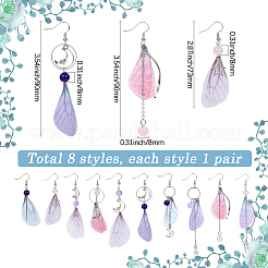 8pairs Brass Dangle Earrings&nbsp;EJEW-SC00002
