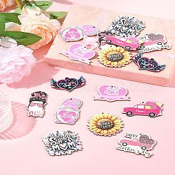16Pcs 8 Styles Momther's Day Wooden Pendants&nbsp;WOOD-FS0001-38