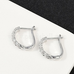 Brass Clear Cubic Zirconia Hoop Earrings&nbsp;EJEW-Q016-15P