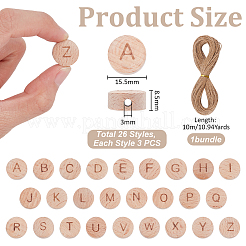 78Pcs 26 Styles Beech Wood Beads&nbsp;WOOD-UN0001-23