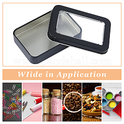 Tinplate Storage Box with Clear Window&nbsp;CON-WH0099-23EB