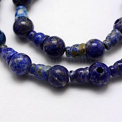 Natural Lapis Lazuli 3-Hole Guru Bead Strands&nbsp;G-K148-06