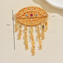 Vintage Brass Micro Pave Cubic Zirconia Filigree Evil Eye Dangle Brooches&nbsp;VX2385