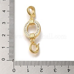 Brass Micro Pave Clear Cubic Zirconia Fold Over Clasps&nbsp;KK-H480-33G