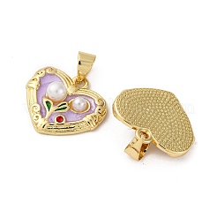 Flower Brass Enamel Pendants&nbsp;KK-D390-17G-04