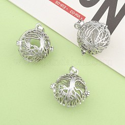 Rack Plating Brass Hollow Round Cage Pendants&nbsp;KK-M181-02P-NF