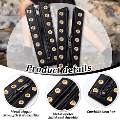 Cowhide Leather Lace-in Boot Zipper Inserts&nbsp;DIY-WH0499-06A-05