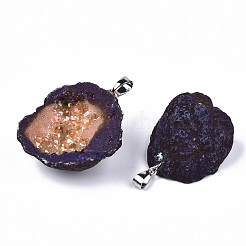 Electroplate Natural Druzy Agate Pendants&nbsp;G-S359-184