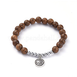 12 Constellation/Zodiac Sign Flat Round Tibetan Style Alloy Charm  Bracelets Sets&nbsp;BJEW-JB05168
