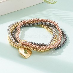 Brass Beads Stretch Bracelets&nbsp;BJEW-JB05952-01