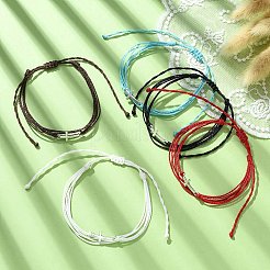 5Pcs 5 Colors Waxed Polyester Cords Multi-strand Bracelets Set&nbsp;BJEW-JB09632-S