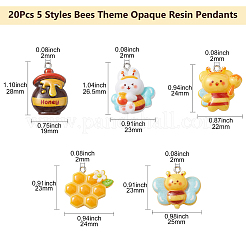 20Pcs 5 Styles Bees Theme Opaque Resin Pendants&nbsp;RESI-CJ0003-81