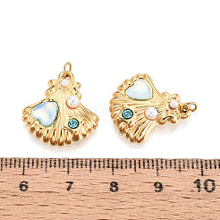 304 Stainless Steel Pave Crystal Rhinestone and ABS Imitation Pearl Resin Pendants&nbsp;STAS-T069-87B