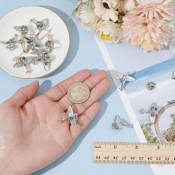 12Pcs Airplane Zinc Alloy Lapel Pin Backs&nbsp;JEWB-PH0001-36