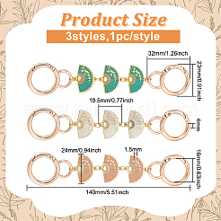 3Pcs 3 Colors Fan with Flower Alloy Enamel Link Purse Strap Extenders&nbsp;FIND-WR0009-38