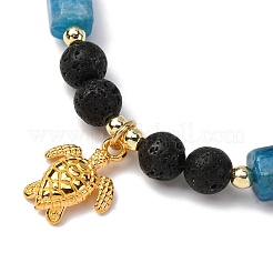 4Pcs Natural Apatite & Amethyst & Aquamarine & Rose Quartz & Lava Rock Beads Charm Bracelets&nbsp;BJEW-JB12042
