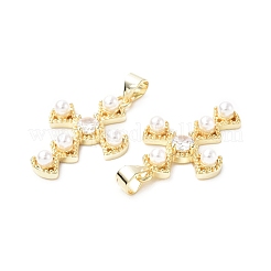 Eco-Friendly Brass Micro Pave Cubic Zirconia Pendants&nbsp;KK-F845-42G