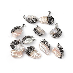 Natural Baroque Keshi Pearl Pendants&nbsp;ZIRC-K089-17B