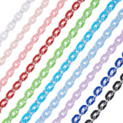 10Pcs 10 Colors Acrylic Oval Link Chain&nbsp;HJEW-TAC0177