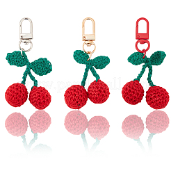 6Pcs 3 Colors Cherry Wool Knitting Pendant Decorations&nbsp;HJEW-CP0001-20
