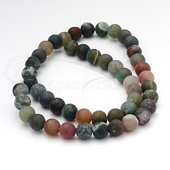 Frosted Round Natural Indian Agate Beads&nbsp;G-J338-02-8mm