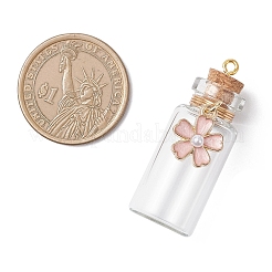 8Pcs Flower Glass Wish Bottle Pendants&nbsp;PALLOY-JF04568