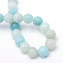 Round Natural Grade A Amazonite Bead Strands&nbsp;X-G-R345-8mm-16