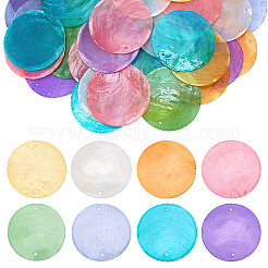 80Pcs 8 Colors Natural Capiz Shell Connector Charms&nbsp;SHEL-PH0001-49