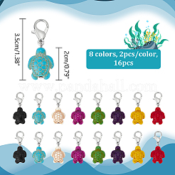 16Pcs 8 Colors Tortoise Dyed Synthetic Turquoise Pendant Stitch Markers&nbsp;HJEW-NB00042
