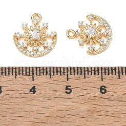 Brass Micro Pave Clear Cubic Zirconia Charms&nbsp;CU-CBAB0CF-15G