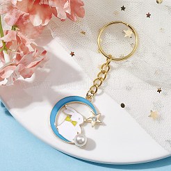 Moon with Rabbit Alloy Enamel Pendant Keychain&nbsp;KEYC-JKC00623-03