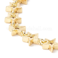Clear Cubic Zirconia Star Link Chains Bracelet&nbsp;BJEW-I301-06G