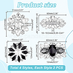 8Pcs 4 Styles Brass Rhinestone Shoe Decorations&nbsp;AJEW-GA0006-98