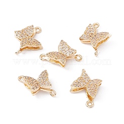 Brass Micro Pave Clear Cubic Zirconia Connector Charms&nbsp;ZIRC-P100-06G