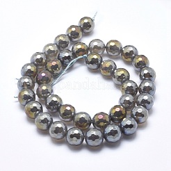 Electroplated Natural Agate Beads Strands&nbsp;G-O164-01A-6mm