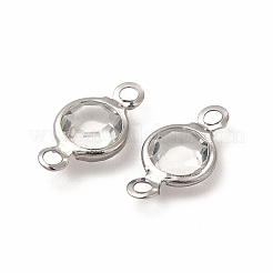 304 Stainless Steel with Glass Connector Charms&nbsp;STAS-G305-08P-03