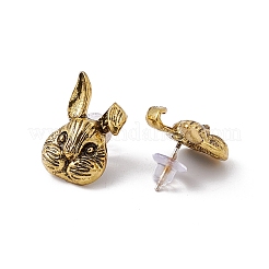 Alloy Rabbit Stud Earrings with 925 Sterling Silver Pins for Women&nbsp;EJEW-I275-01AG