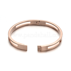 Ion Plating(IP) 304 Stainless Steel Bangles&nbsp;BJEW-E277-29B-RG