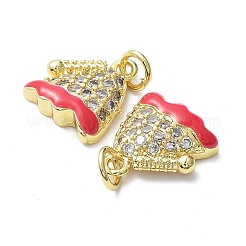 Brass with Clear Cubic Zirconia Enamel Charms&nbsp;KK-G469-08G