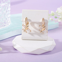 1Pair Brass Clear Cubic Zirconia Airplane Hoop Earrings&nbsp;EJEW-TA0008-60