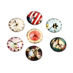 Clock Printed Glass Cabochons&nbsp;GGLA-A002-12mm-YY