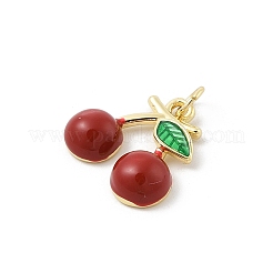 Brass Red Enamel Pendants&nbsp;KK-U047-16G