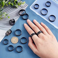 16Pcs 8 Size 316 Stainless Steel Grooved Finger Ring for Men Women&nbsp;RJEW-DC0001-09B