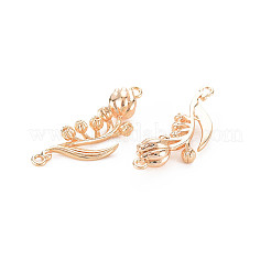 Brass Birth Flower Connector Charms&nbsp;X-KK-S364-235