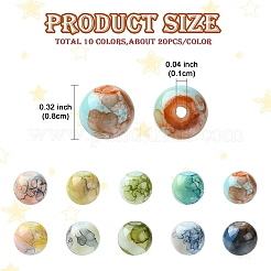 200Pcs 10 Colors Baking Paint Glass Beads&nbsp;GLAA-YW0004-36