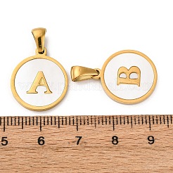 Natural Shell Flat Round with Initial Letter Pendants&nbsp;STAS-I353-01G