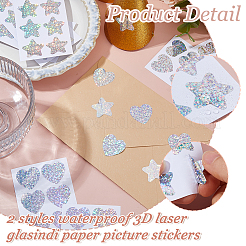 60Pcs 2 Styles Glasindi Paper Picture Stickers&nbsp;STIC-HS0001-01