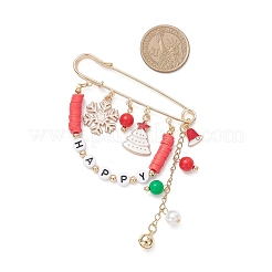 Christmas Themed Alloy Enamel & Acrylic & Polymer Clay Pendant Brooches&nbsp;JEWB-TA00023-01